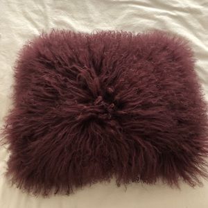 Maroon West Elm Mongolian Lamb Pillow
